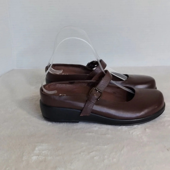 Gravity Defyer Brown Leather Mary Jane Padded Insoles Mules Clogs - Picture 4 of 11